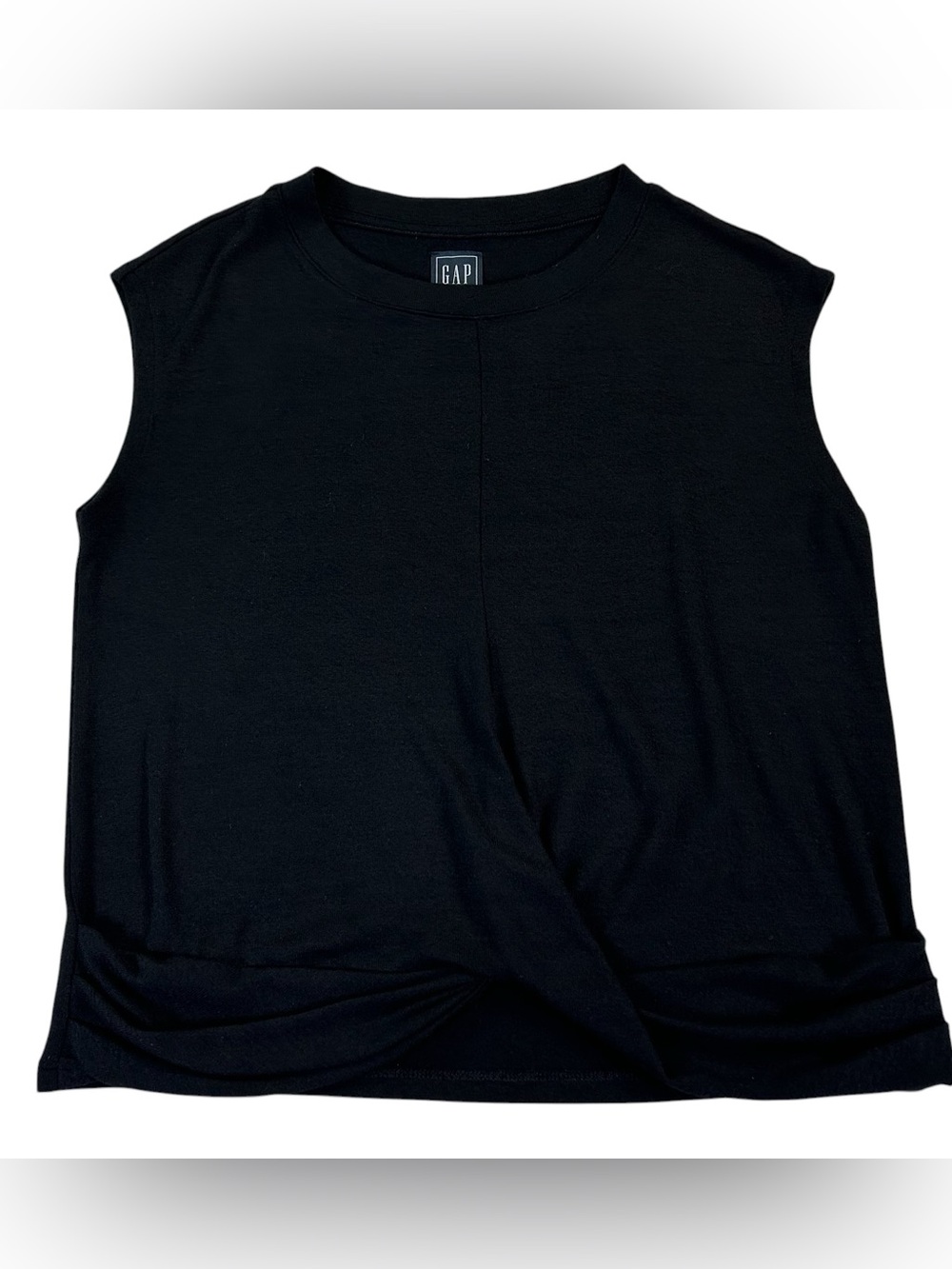 GapFit Breathe Twist Front Tank Top Women’s S Black Draped Active Casual